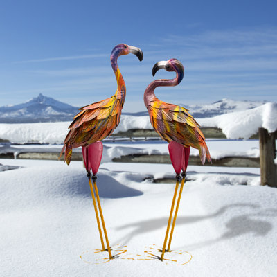 Bay Isle Home™ Rainbow Flamingo Garden Sculpture & Reviews | Wayfair